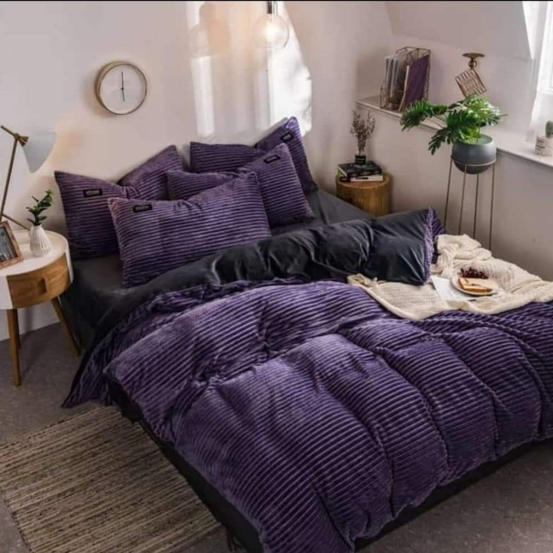 4Pc Crystal Velvet Fleece Duvet (6x6Purple)