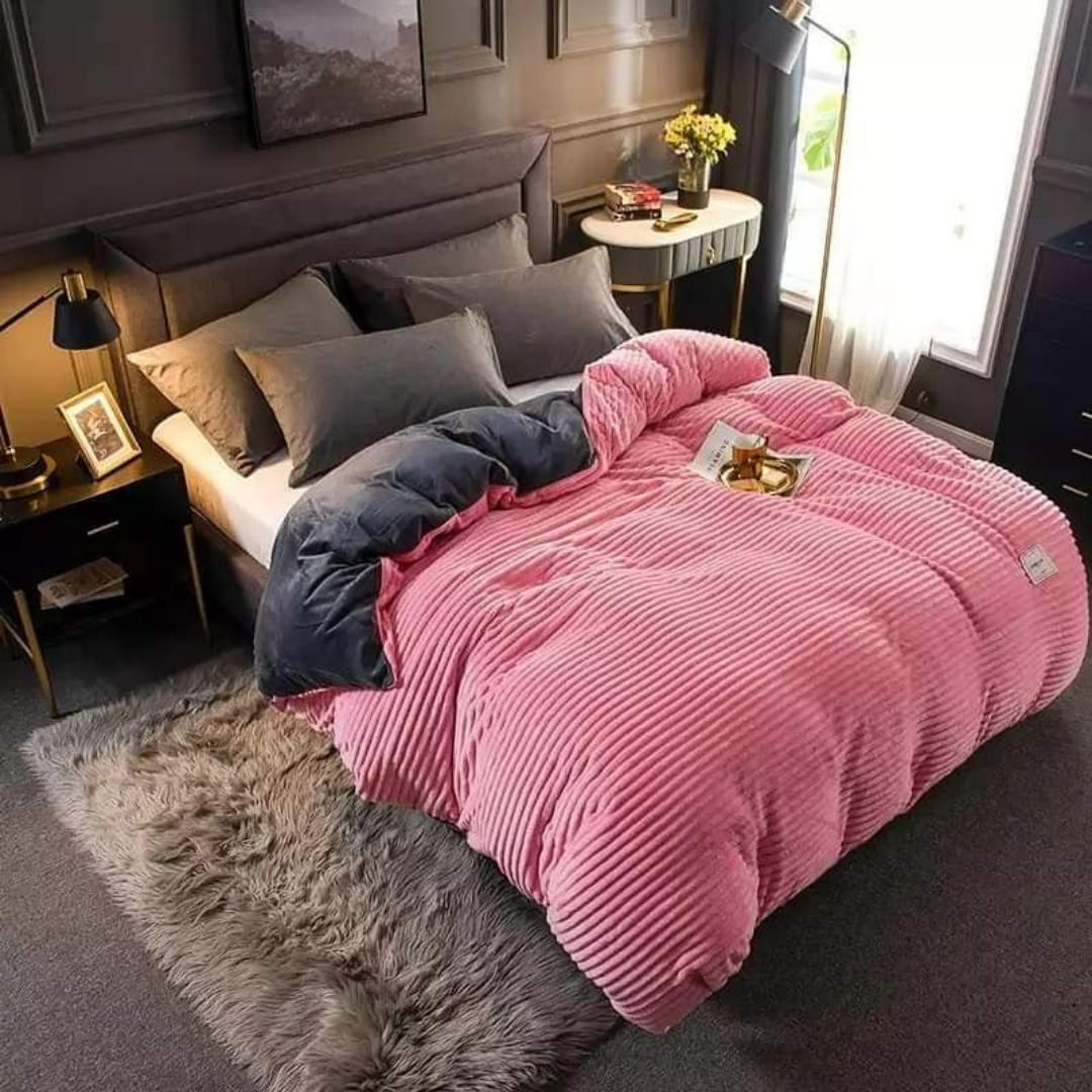 4Pc Crystal Velvet Fleece Duvet (5x6Pink)