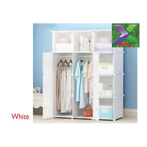 Portable Plastic Wardrobe White(3 Column)