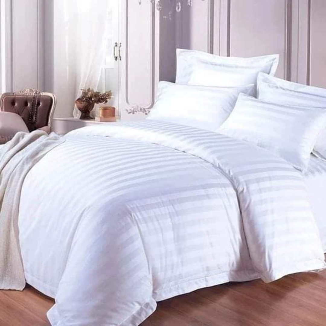 4 Pc Striped Binded Duvet (5X6 WHITE)  