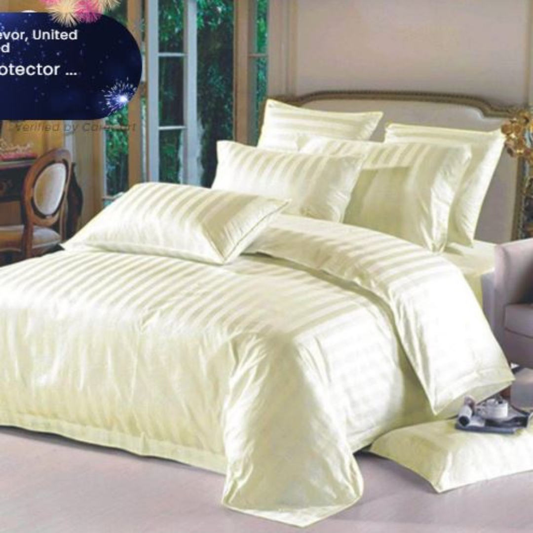 4 Pc Striped Binded Duvet (6x6 Cream)  
