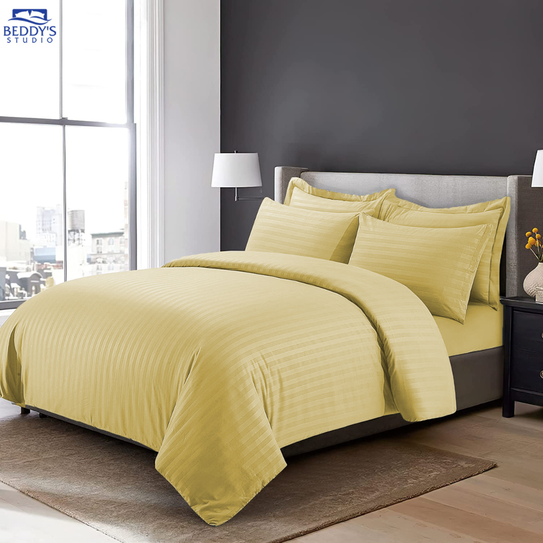 4 Pc Striped Binded Duvet (6x6Yellow)